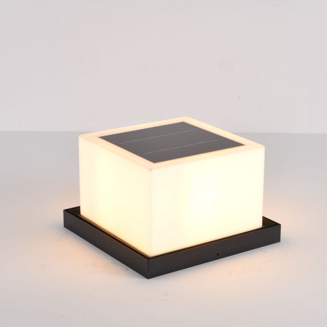 Kubformad bordslampa – LED – Solcell eller kabel – Modern design – Svart