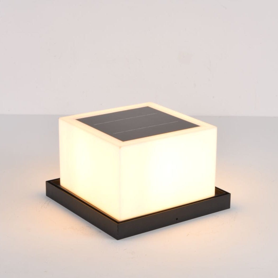Kubformad bordslampa – LED – Solcell eller kabel – Modern design – Svart